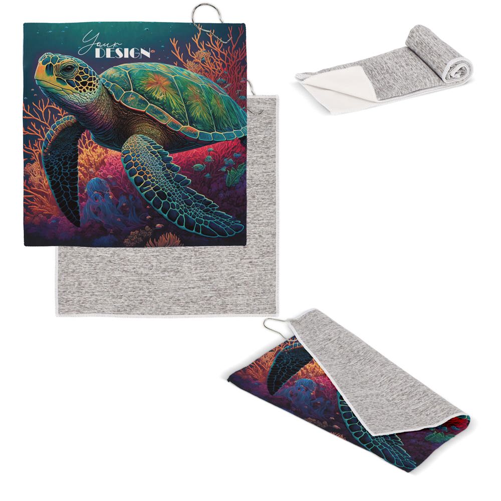 Sneldrogende golfhanddoek met haak R-PET 30 x 30 cm sublimatie