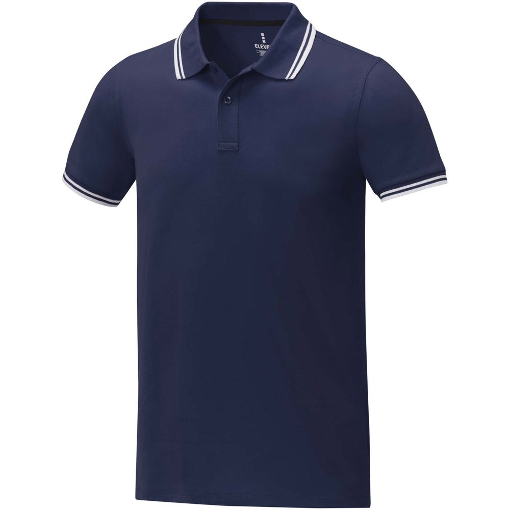 Amarago 200 g/m² tipping herenpolo met korte mouwen - Marineblauw
