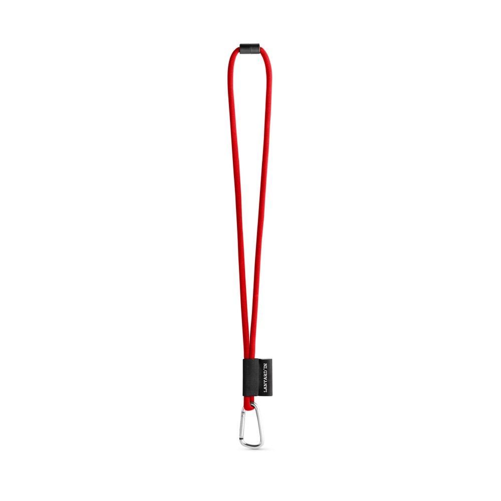 75089. SET Lanyard TUBE Long (Ø 7 mm) met 55 mm D-vormige karabijnhaak en Ø 7 mm veiligheidssluiting - 302 - Rood