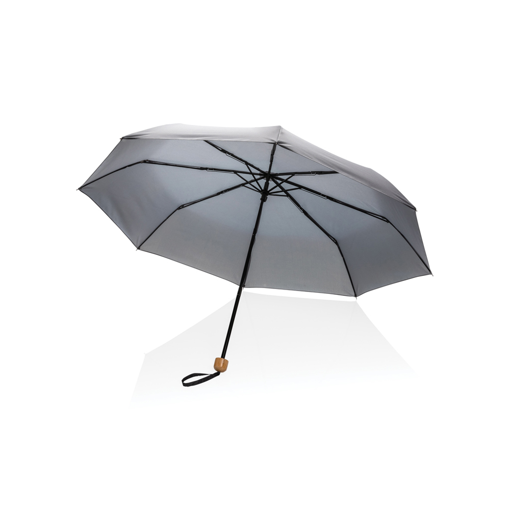 20.5" Impact AWARE™ RPET 190T pongee bamboe miniparaplu - antraciet (± PMS Cool Grey 11)