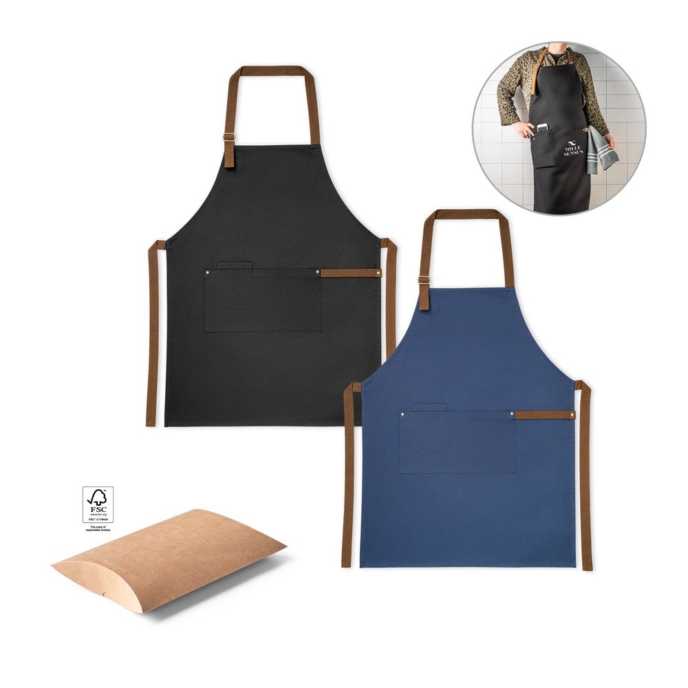 VESPER. 100% katoenen canvas schort (300 g/m²) met metalen details